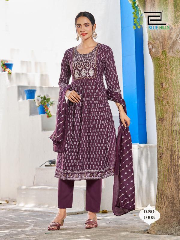 Blue Hills Festival Night Rayon Kurti With Dupatta Collection